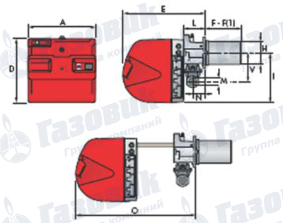 Габаритные размеры Riello Riello RS 34/1 – 44/1 MZ 